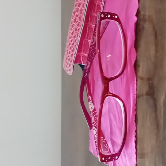 Foster Grant Accessories - Foster Grant Red Design Reading Glasses w Pink Animal Print Case & Cloth
